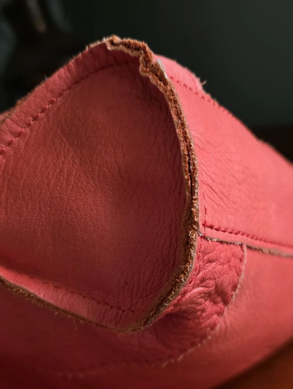 Lucky Brand Leather Hobo Crossbody Bag Coral Pink Fringe Tassels Slouch Boho